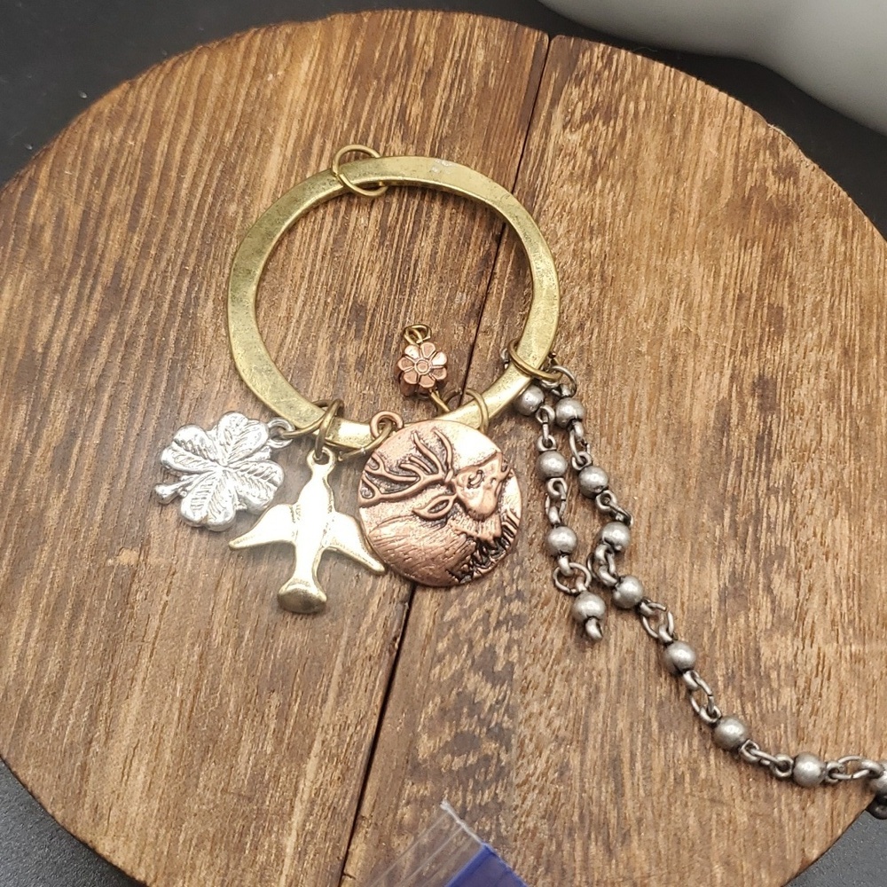 Love of nature copper deer dove and shamrock doorknocker pendant charm‎ pendant